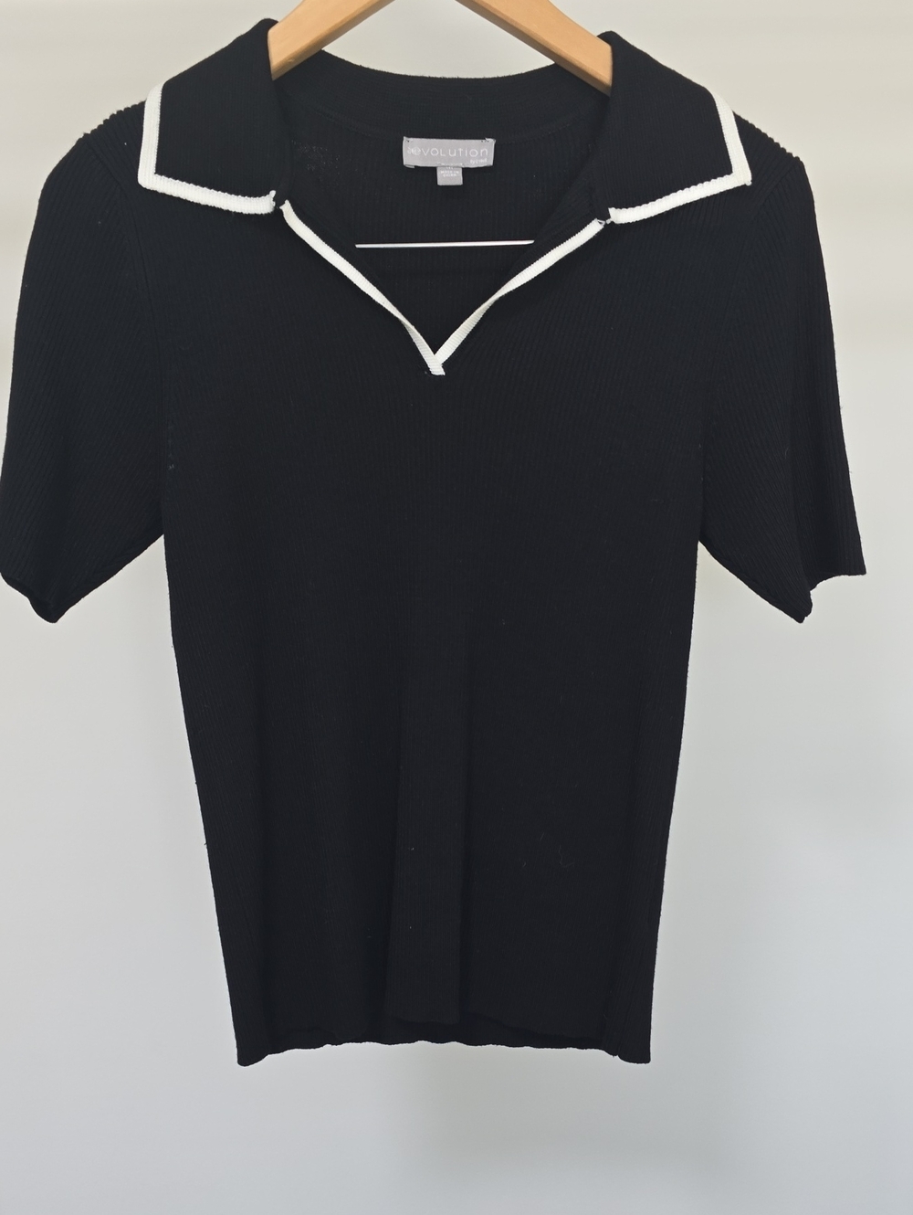 Revolution Black Short-Sleeve Polo Top with White Trim